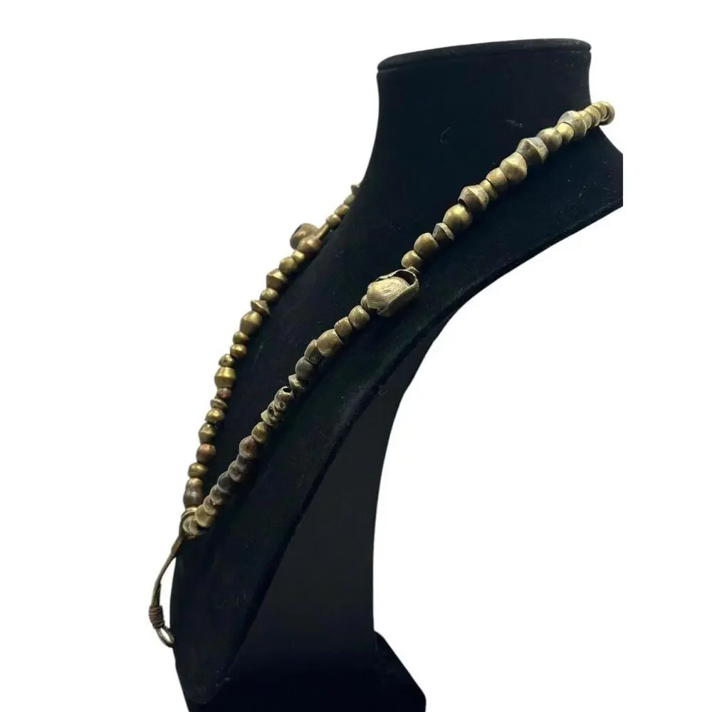 Vintage African Brass Lost-Wax Trade Necklace Corn Pendant